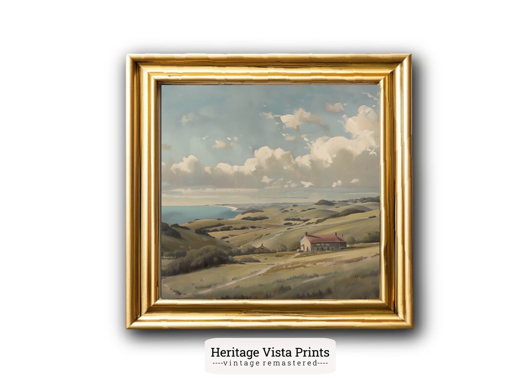 English Countryside Wall Art European Countryside Painting of Rolling