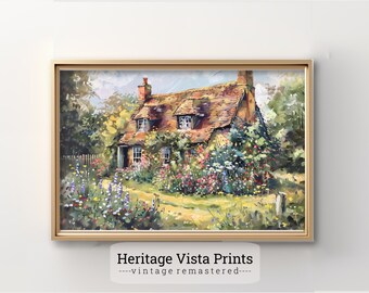 English Cottage Garden Print: Vintage Farmhouse Wall Art (Digital Download)