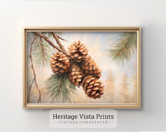 Pine Cones Art Print: Rustic Forest Cabin Decor (Digital Download)