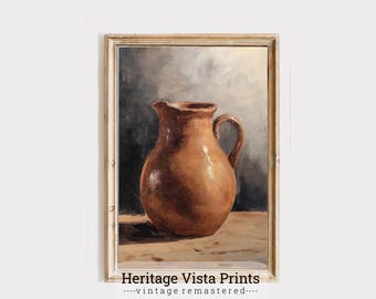 Vintage Jug Print: Rustic Farmhouse Kitchen Art (Digital Download)