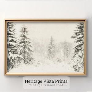 Snowy Forest Wall Art Print | Winter Landscape Painting | Rustic Cabin Decor | Snow Covered Trees Artwork | Cozy Home Decoration | w0600