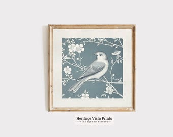 Vintage Bird Botanical Print: Elegant Floral Wall Art (Digital Download)