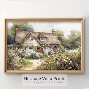 English Cottage Prints | English Country Cottage Decor | Cozy Cottage Prints | Colorful English Vintage Garden Beautiful Florals | w0439