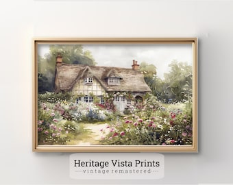 English Cottage Garden Print: Vintage Floral Country Decor (Digital Download)