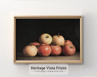 Impression d'art nature morte pomme vintage : décoration de cuisine rétro (téléchargement numérique)