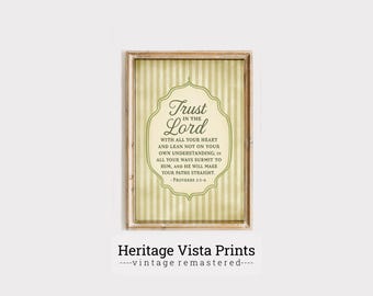Trust in the Lord Proverbs 3:5-6 Vintage Bible Verse Art (Digital Download)