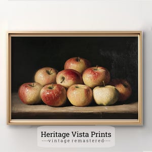 Still Life Apple Painting | Vintage Fruit Wall Art | Kitchen Decor | Retro Art Print | Country Home Decor | w0619