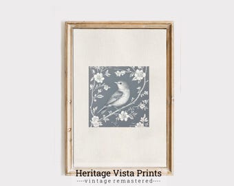Vintage Vogel Druck: Botanische Blumen Kunst (Digitaler Download)