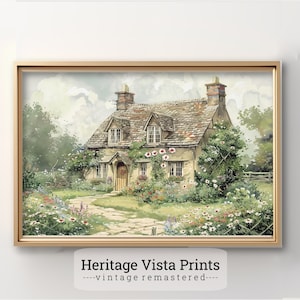 English Cottage Prints | English Country Cottage Decor | Cozy Cottage Prints | Colorful English Vintage Garden Beautiful Florals | w0438