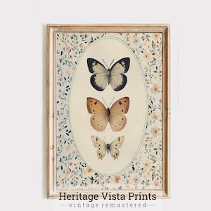 Butterfly Wall Art | Vintage Botanical Art | Nature Insect Illustration | Floral Decor Print | Cottagecore Decor | Butterfly Print | p0607