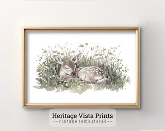 Watercolor Deer Print: Rustic Nursery Wall Art (Digital Download)