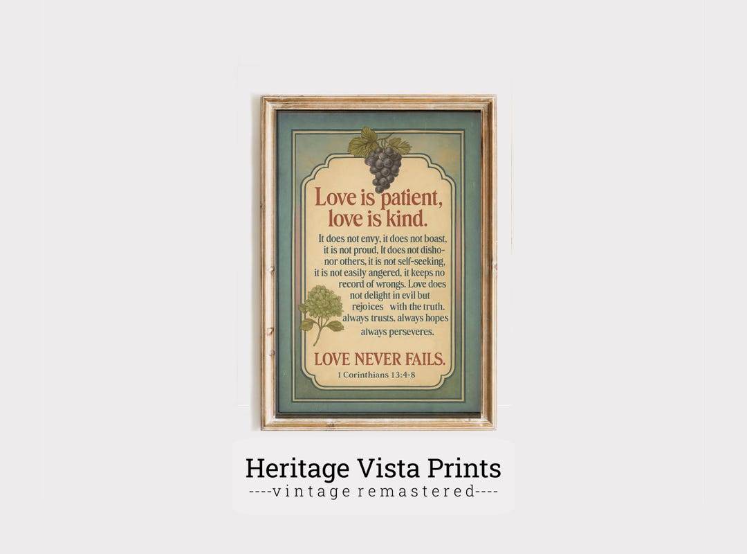 1 Corinthians 13 Scripture Print: Love is Patient, Christian Wall Art ...