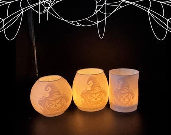 Dekoracja przy świecach na Halloween: Uchwyt na ducha z drukarki 3D. Upiorna dekoracja na Halloween
