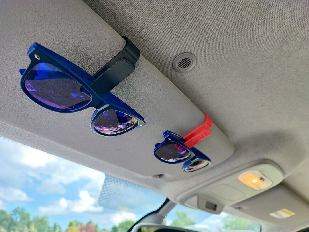 Porte-Lunettes De Soleil Pour Voiture - à Clipser Sur Le Pare-Soleil - Fibre De Carbone - Avec Porte-Cartes - 7x3.5x3.8 Cm