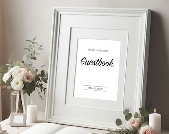 Modern Wedding Guestbook Sign, Printable 8x10 PDF file, Wedding Sign, Modern Style