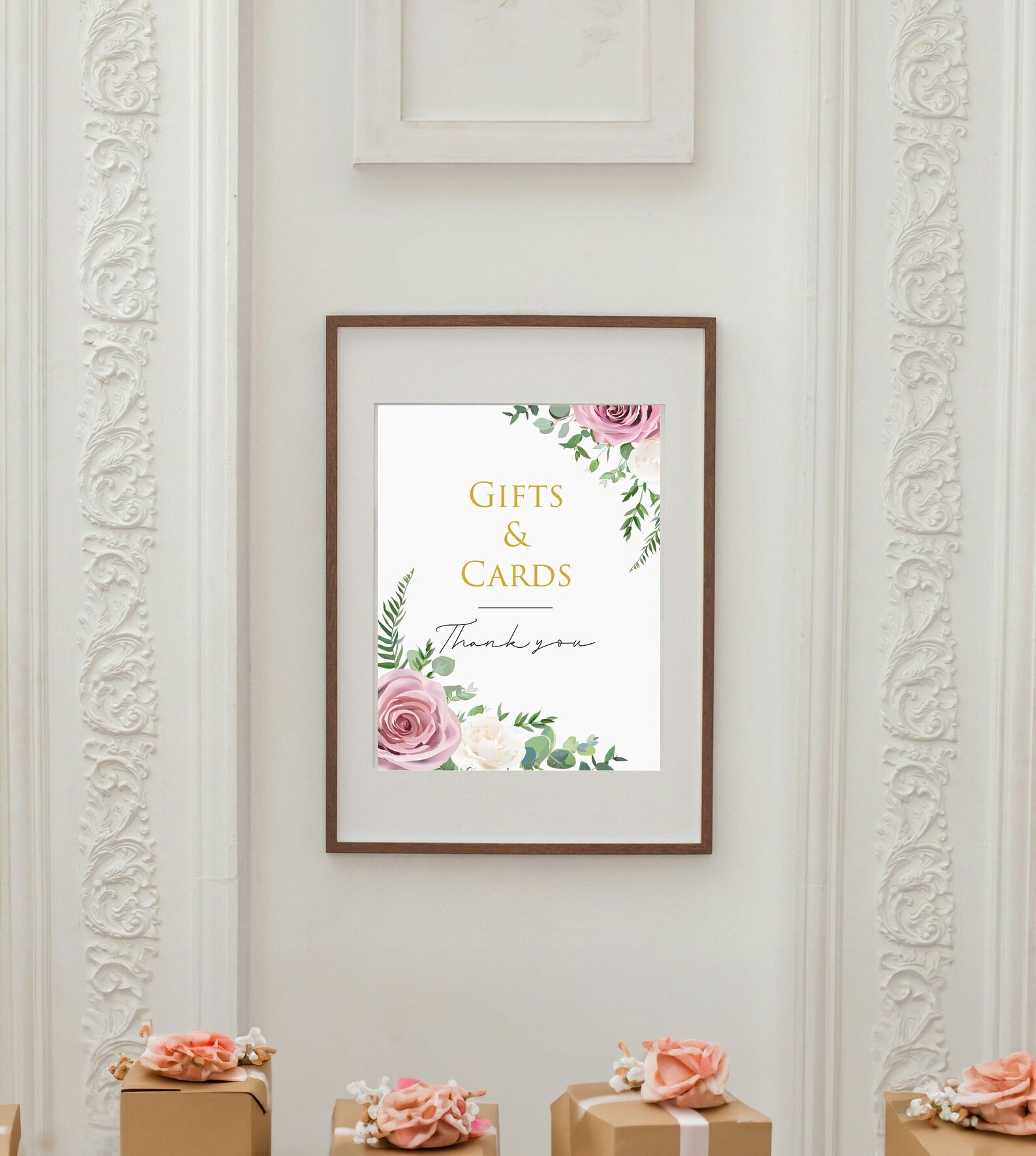 Cards Sign Printable Pink Floral Wedding Cards & Gifts Sign, Printable 8x10 PDF File ...