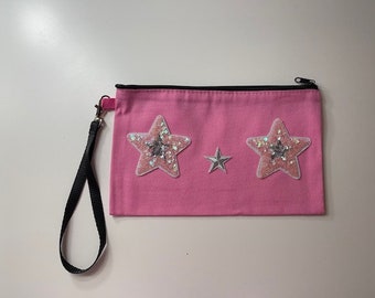 Pink Canvas Wristlet