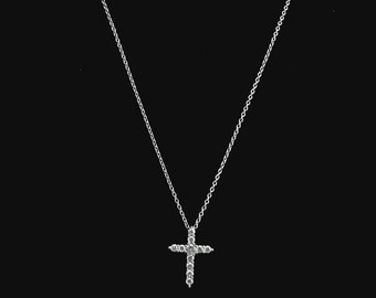 Collar T& Co con colgante de cruz de diamantes en plata de ley de 14 quilates