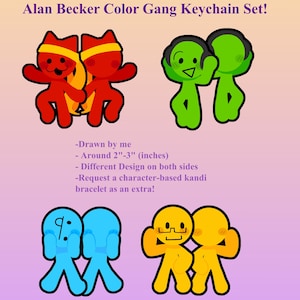 PREORDER!! - Alan Becker Color Gang Sticks [ Acrylic Keychains ] - AVA/AVM/Animator Vs Animation Fanmerch
