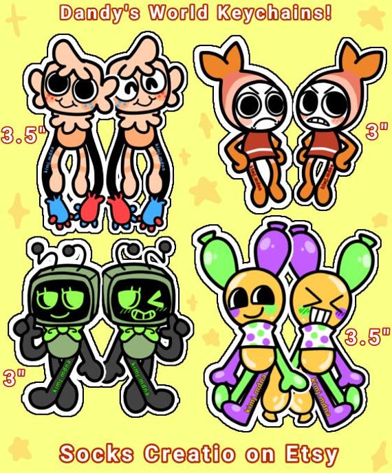 Dandy's World Keychains! - Fanmerch - Roblox Game - Etsy