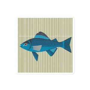気まぐれな魚のビニールステッカー - ミッドセンチュリーペットアートデカール; ステッカー
