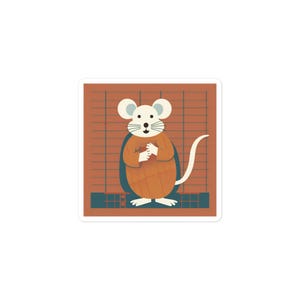 Vinylsticker Curious Mouse - Midcentury Pet Art-sticker; Sticker