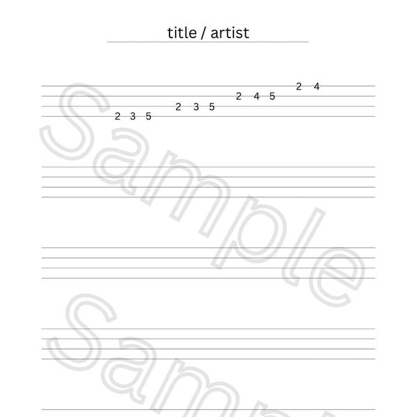 Printable Ukulele, Bass, Violin Tablature Template Blank A4 Page TAB Lines