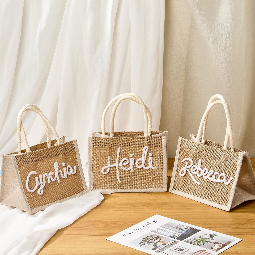 Personalized Bridesmaid Burlap Bag, Monogram Tote Bag,wedding Favors ...