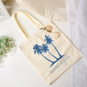 Cabas de bienvenue pour mariage, cabas personnalisé palmier, cabas de mariage destination, cadeau de mariage tropical, sac de plage, cadeau bachelorette, fête de mariage