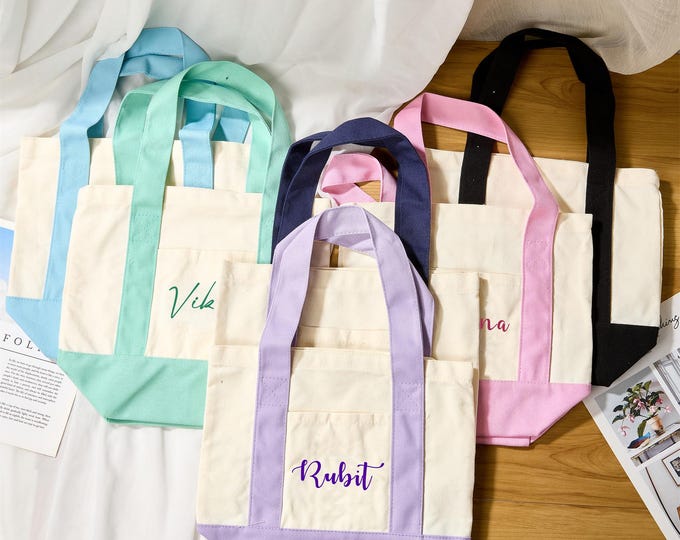 Custom Canvas Tote Bag: Name Tote Bag, Bridesmaid Gift