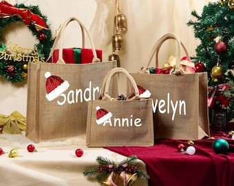 Personalized Christmas Hat Gift Bag With Name, Christmas Party Favor, Christmas Eve Gift Bags