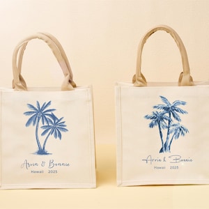 Hochzeit Willkommen Tasche|Hochzeit Willkommen Tasche|Hochzeitsziel|Hochzeitstasche|Tropisches Hochzeitsgeschenk|Personalisierte Hochzeitsgeschenke|Palmentasche|Strandtasche