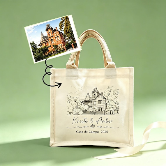 Custom Photo Tote Bag, Destination Wedding Welcome Bag,Custom Logo Tote Bag, Bridal Party Gift, Bachelorette Party Bag, Travel & Beach Bag