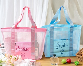 Custom Name Beach Tote Bag: Waterproof PU Leather Travel Bag