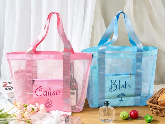 Custom Name Beach Tote Bag: Waterproof PU Leather Travel Bag