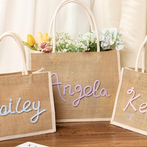 Brautjungfer Strandtasche|Brautjungfer Strandtasche|Bachelorette Party Geschenktasche|Benutzerdefinierte Handgeschenkkorb|Brautjungfer Geschenkkorb