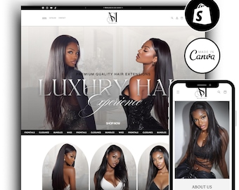 Luxury White Beauty Shopify Template, Ecommerce Hair Extension Shopify, Hair Stylist Shopify Theme, Shopify Theme for Hair Extensions,