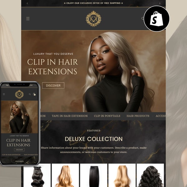 Modèle de commerce électronique, Extension de cheveux Shopify, Thème Shopify Beauté, Modèle Shopify pour coiffeur-styliste, Entreprise de coiffure Shopify