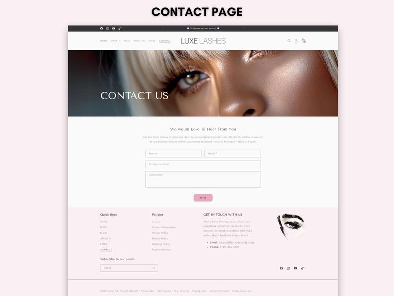 Luxury Lashes Shopify Theme, Faux Lashes Shop Design, Elegant E ...
