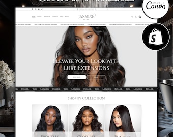 Luxury White Hair and Beauty Shopify Theme, Premium Beauty Business Shopify Theme, Aesthetic Hair Stylist Shopify Template