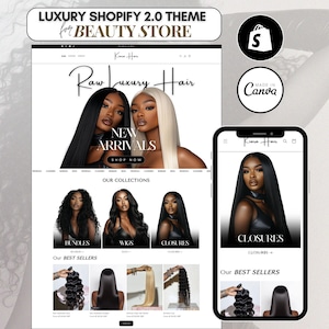 ヘアエクステンション用の高級ホワイト Shopify テーマ、美容 Shopify テンプレート、e コマース ヘアエクステンション Shopify、ヘア スタイリスト Shopify テーマ