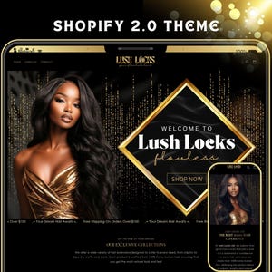 Schwarz und Gold Shopware Theme für Hair Business, E-Kommerz-Haarverlängerungsshoprise, vorgefertigte Schönheitsshop-Vorlage, ästhetischer Haarstylist