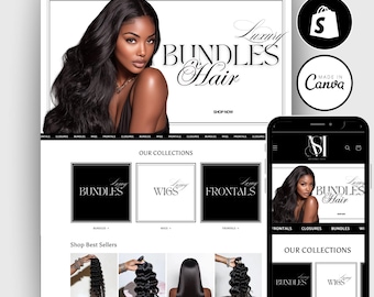 Luxury White Shopify Theme for Hair Extensions, Beauty Shopify Template, Ecommerce Hair Extension Shopify, Hair Stylist Shopify Theme