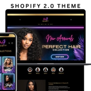 Hair Shopify Theme, Aesthetic Hair Stylist Shopify Template, Elegant Shopify Theme, Hair Extension shopify, POD shopify, Beauty Business