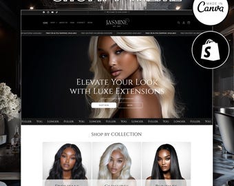 Luxury Black Hair and Beauty Shopify Theme, Beauty Business Shopify Theme, Aesthetic Hair Stylist Shopify Template, Premium Shopify Theme