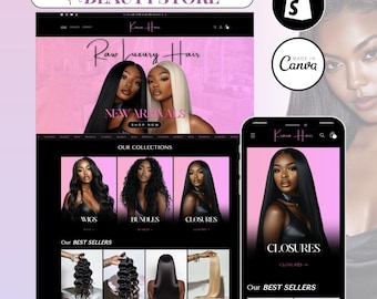 Luxury Pink Shopify Theme for Hair Extensions, Beauty Shopify Template, Ecommerce Hair Extension Shopify, Hair Stylist Shopify Theme
