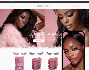 Luxury Lashes Shopify Theme, Faux Lashes Shop Design, Elegant E-commerce Theme for Beauty Brand, Glam Chic, Beauty Entrepreneur Website