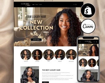 Premade Beauty Shopify Template, Ecommerce Hair Extension Shopify, Aesthetic Hair Stylist Shopify Template, Hair Business Shopify Theme