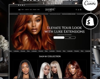 Luxury Black Shopify Theme, Beauty Business Shopify Theme, Aesthetic Hair Stylist Shopify Template, Premium Shopify Theme
