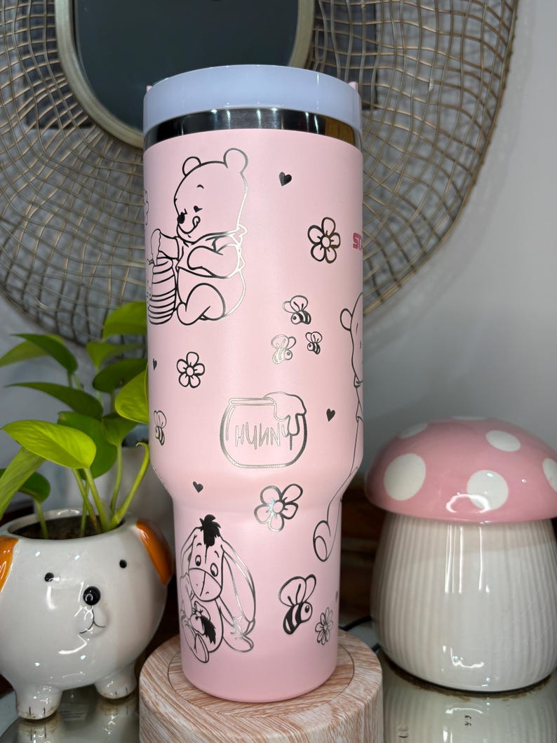 Custom Made Laser Engraved/Etched Winnie the Pooh 40oz Personalized Tumbler image 2
